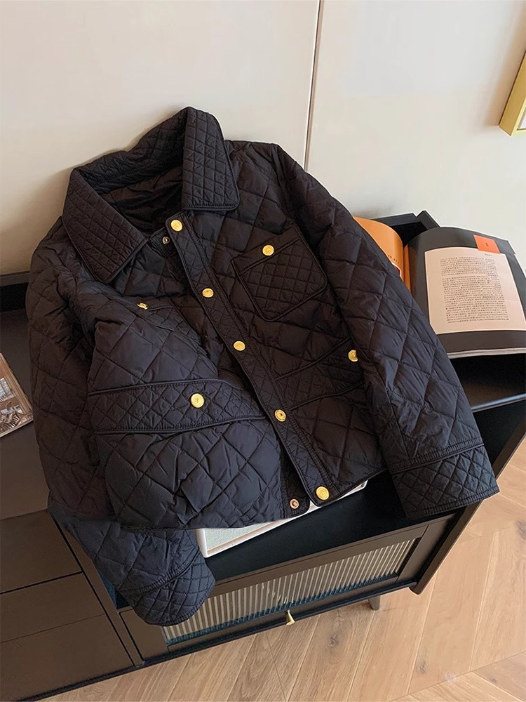 Women'S Fashion Quilted Jacket - Giacca trapuntata da donna nera moda
