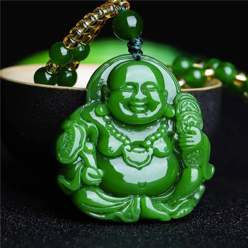 Trend Women Fashion - Cinese Verde Giada Buddha Maitreya Collana