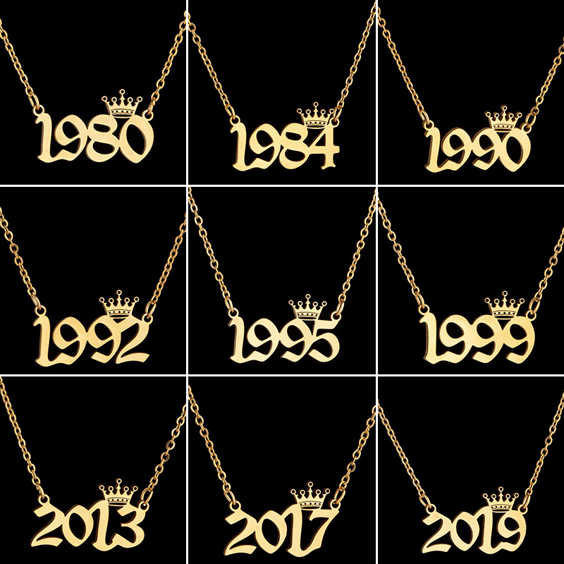 Women'S Fashion Year 2000 - Collane con numero anno corona in