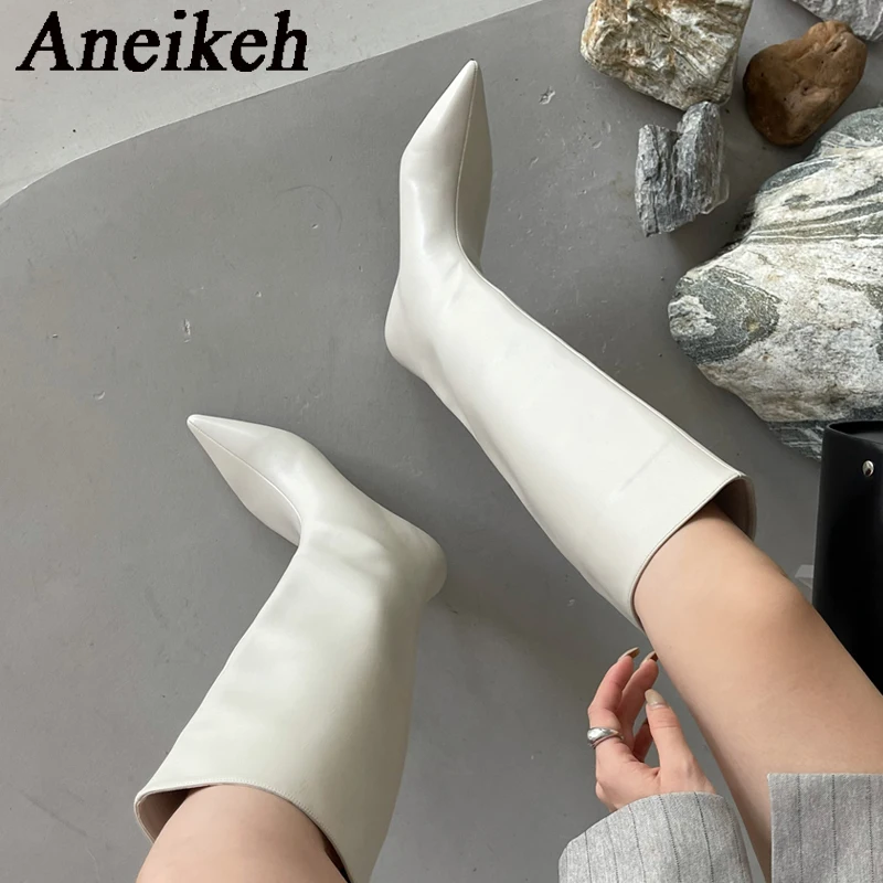 Women'S Fashion Knee High Boots - Aneikeh 2026 Moda Sexy A Punta