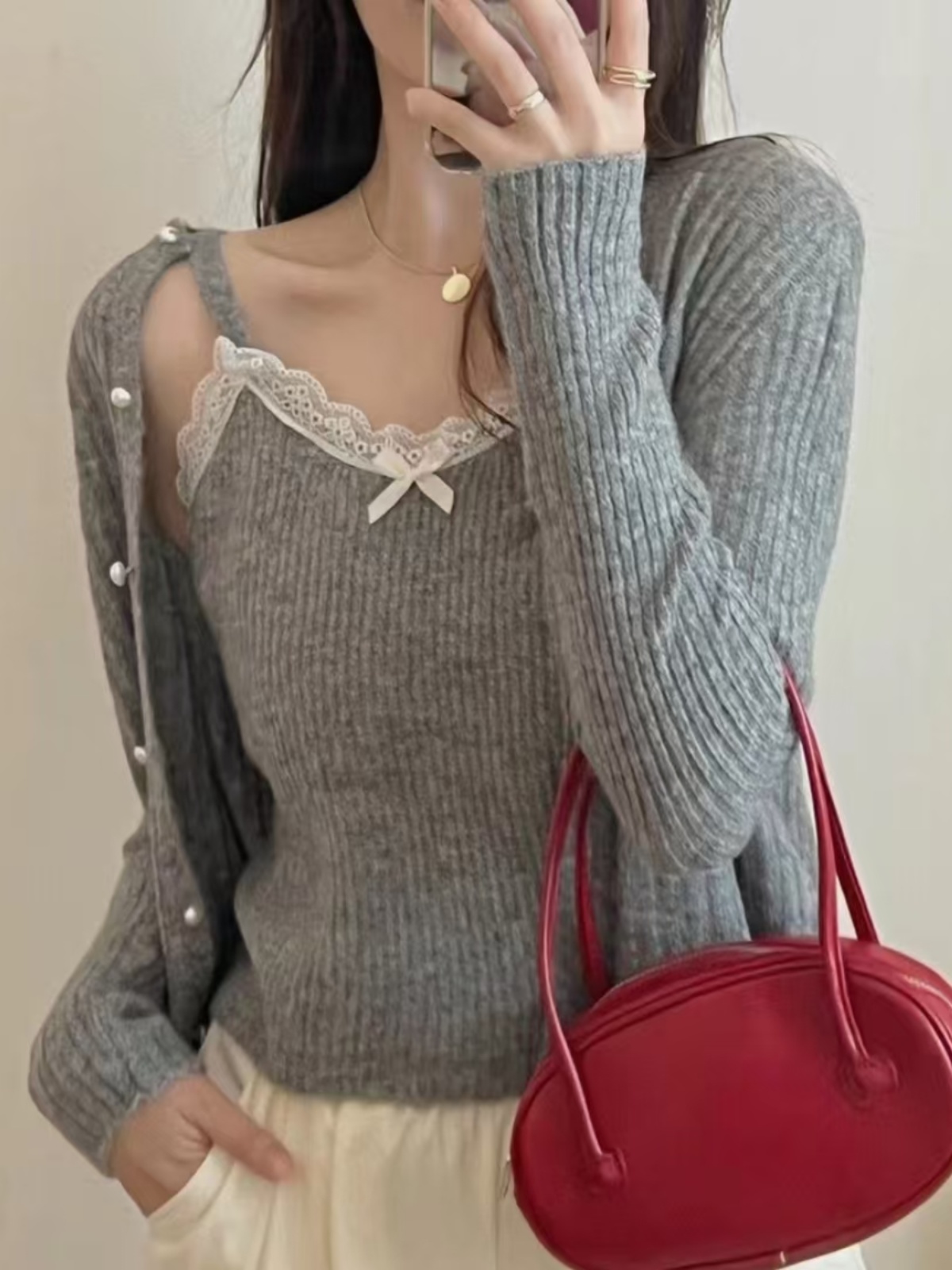Longline Cardigan Knit - Cardigan in maglia Sweet Knot da