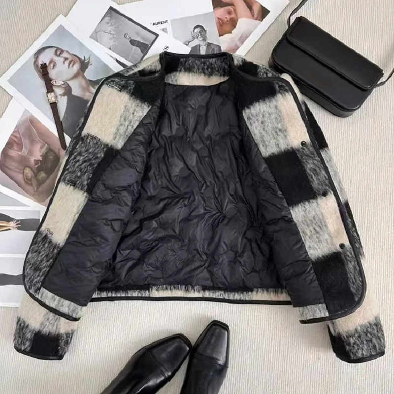 Women'S Fashion Quilted Jacket - Cappotto di lana trapuntato corto spesso