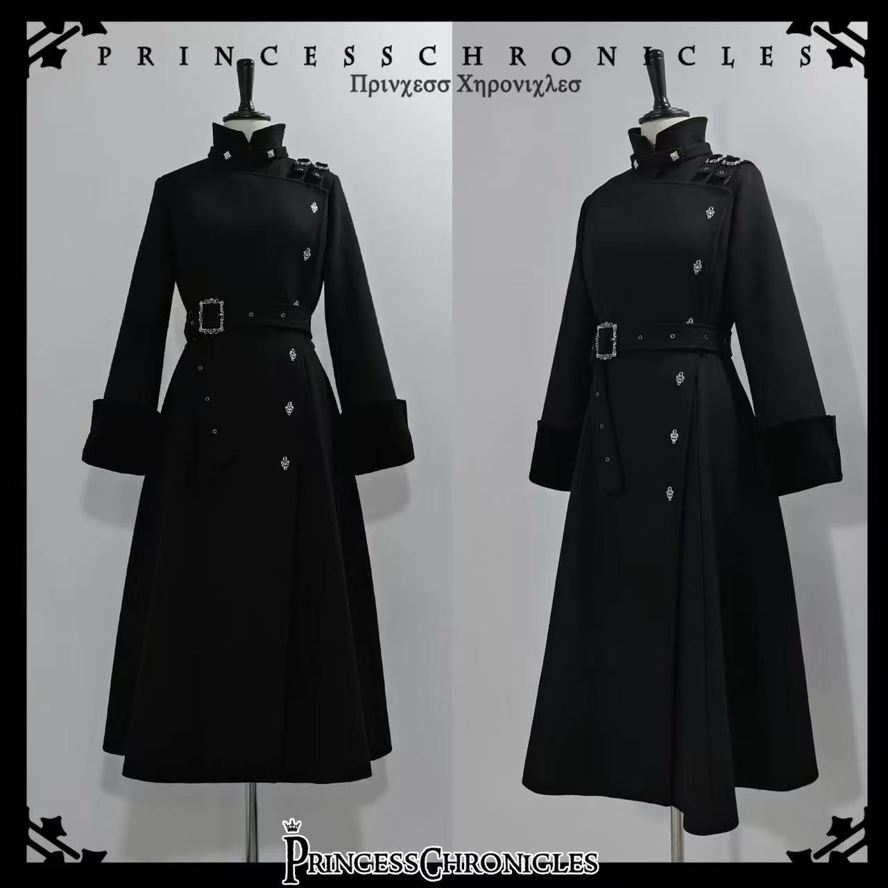 Women Fashion Jackets - Cappotto Lungo in Lana Stile Gotico