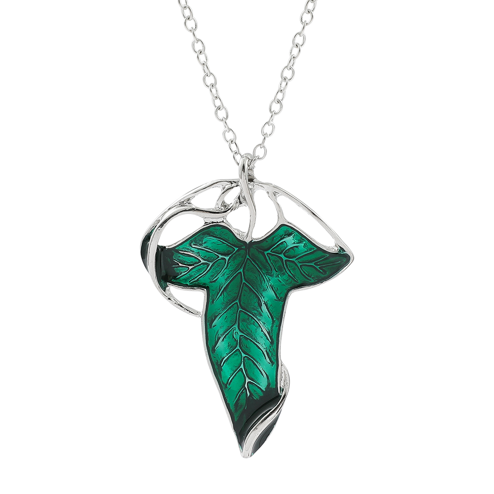 Women Fashion Hub - Collana con Ciondolo Foglia Verde Vintage,
