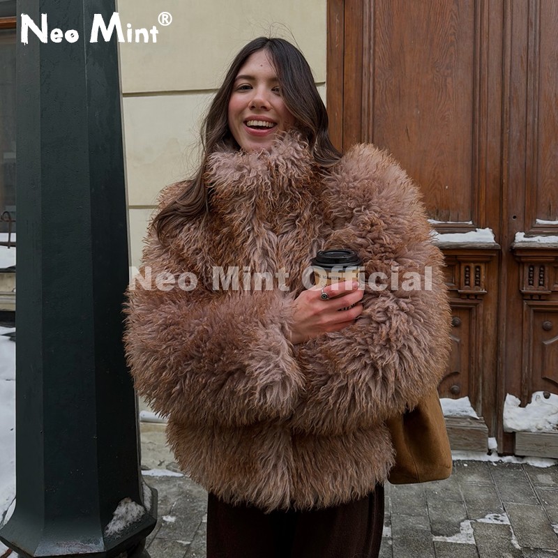Women'S Fashion Quilted Jacket - Giacca in Pelliccia di Pecora della