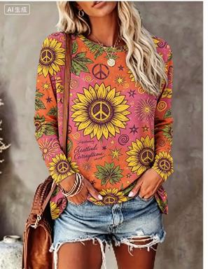 Trend Women Fashion - Maglietta a Maniche Lunghe da Donna