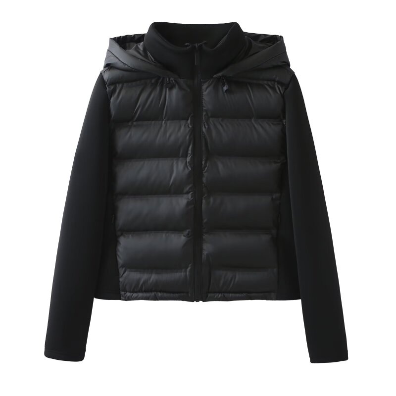 Women'S Fashion Quilted Jacket - Giacca Imbottita in Cotone con Cappuccio