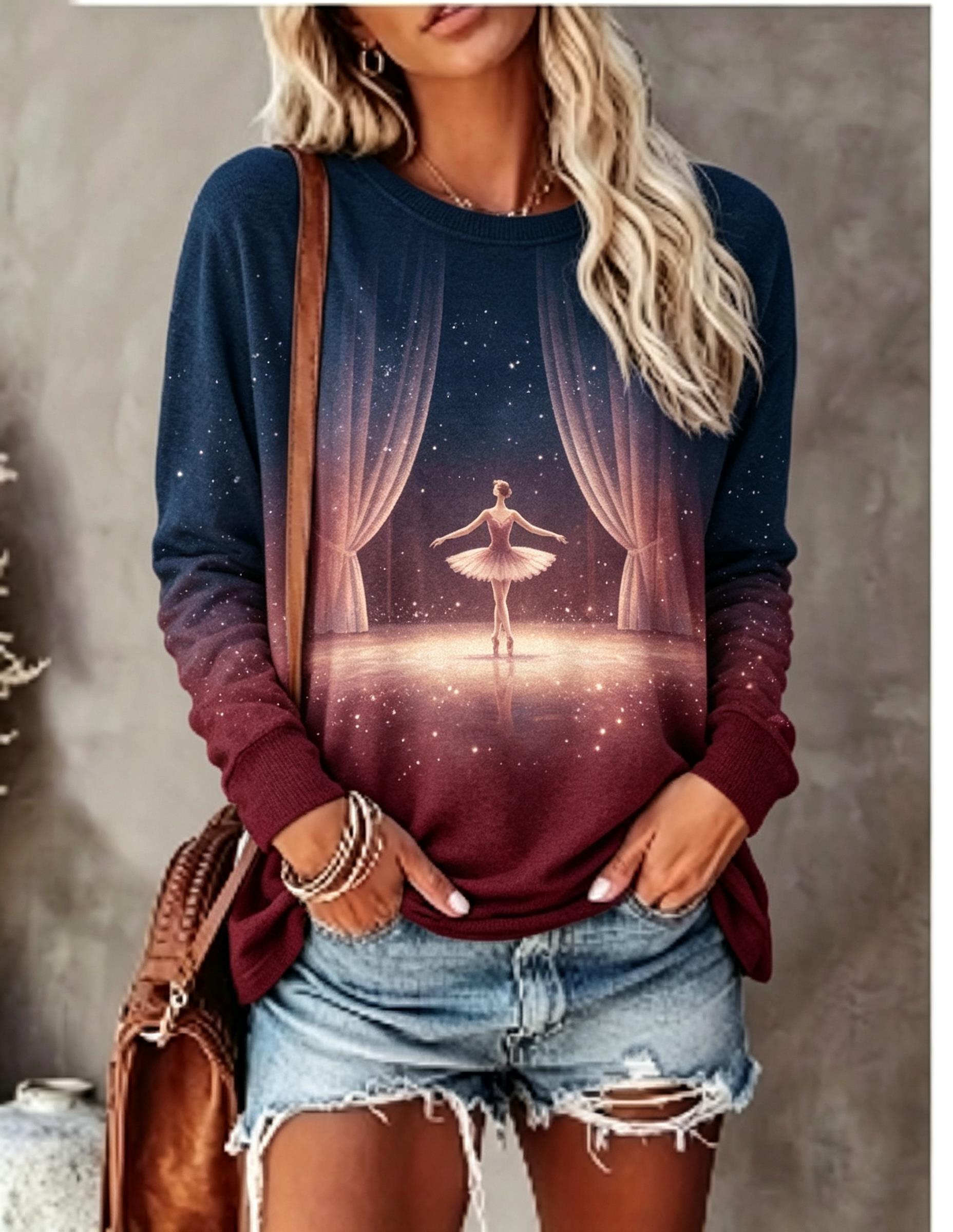 Trend Women Fashion - Maglietta a Maniche Lunghe da Donna
