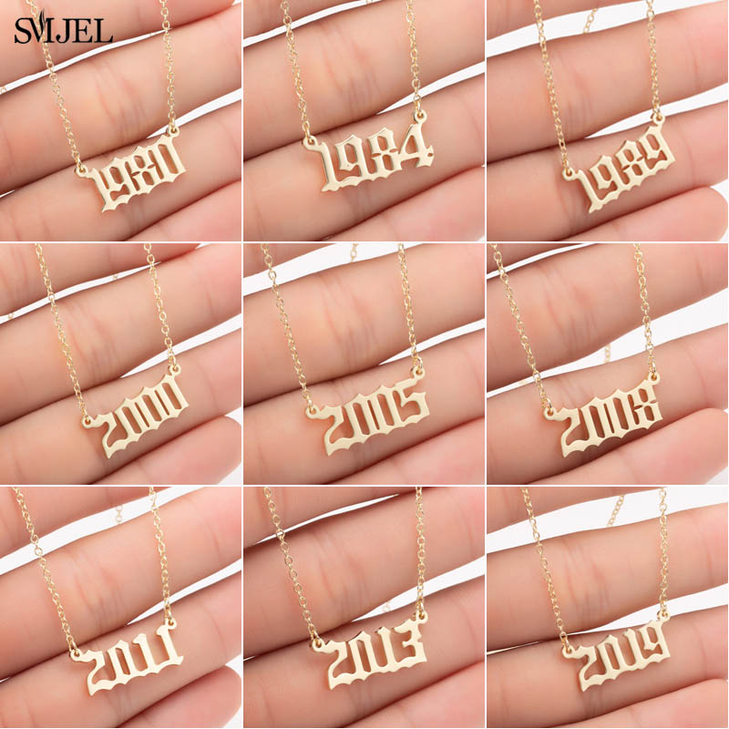 Women'S Fashion Year 2000 - SMJEL personalizza anno numero collane per