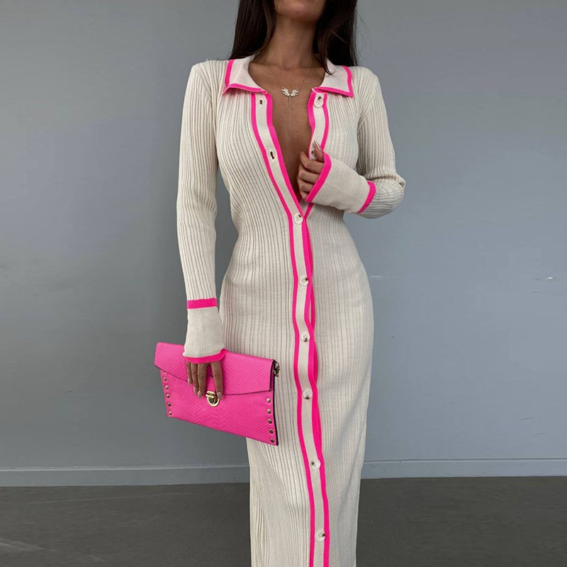 Longline Cardigan Knit - Abiti cardigan con risvolto abbottonato a