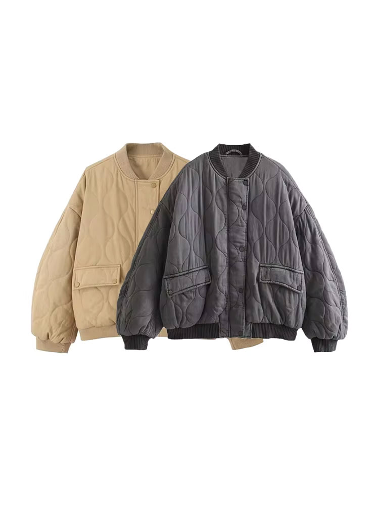 Women'S Fashion Quilted Jacket - Moda donna oversize spessa calda trapuntata