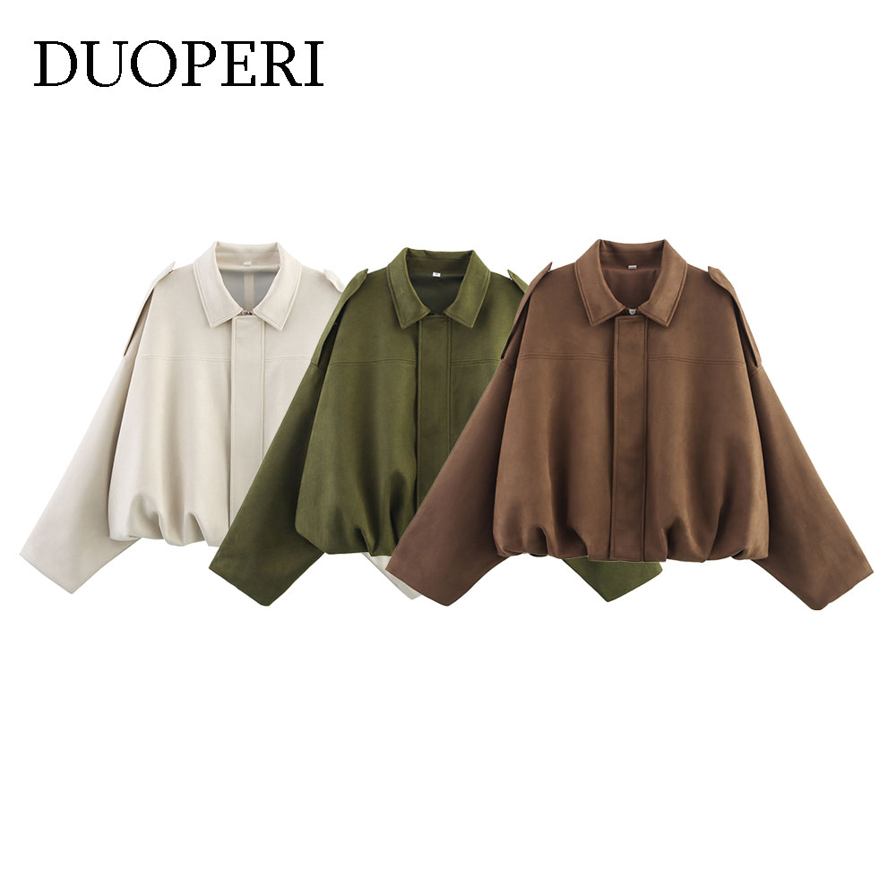 Women'S Fashion Bomber Jacket - DUOPERI Moda donna Solid Cerniera frontale