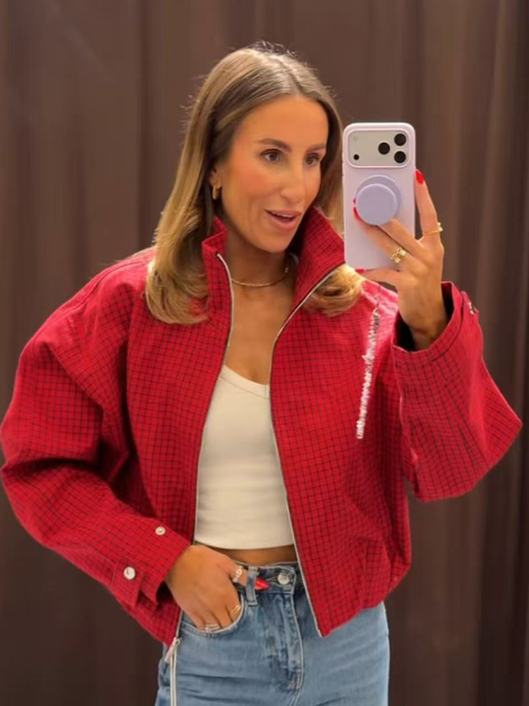 Giacca Bomber a Quadri da Donn - Women'S Fashion Bomber Jacket recensione e prezzo